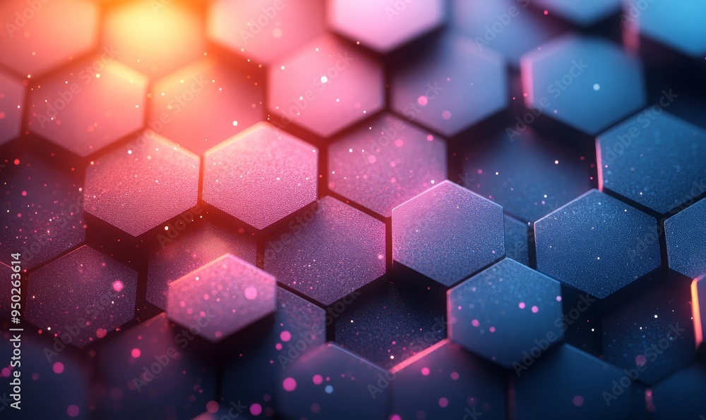 Abstract geometric background, soft color, simple shapes hexagons, minimal style, blurred edges.
