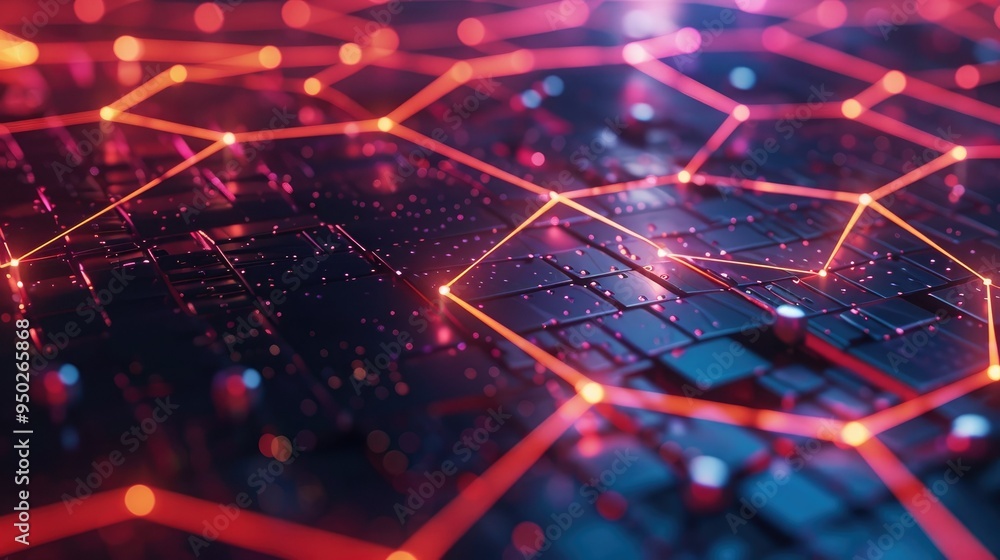 Futuristic mesh grid with glowing nodes Futuristic mesh grid with glowing nodes
