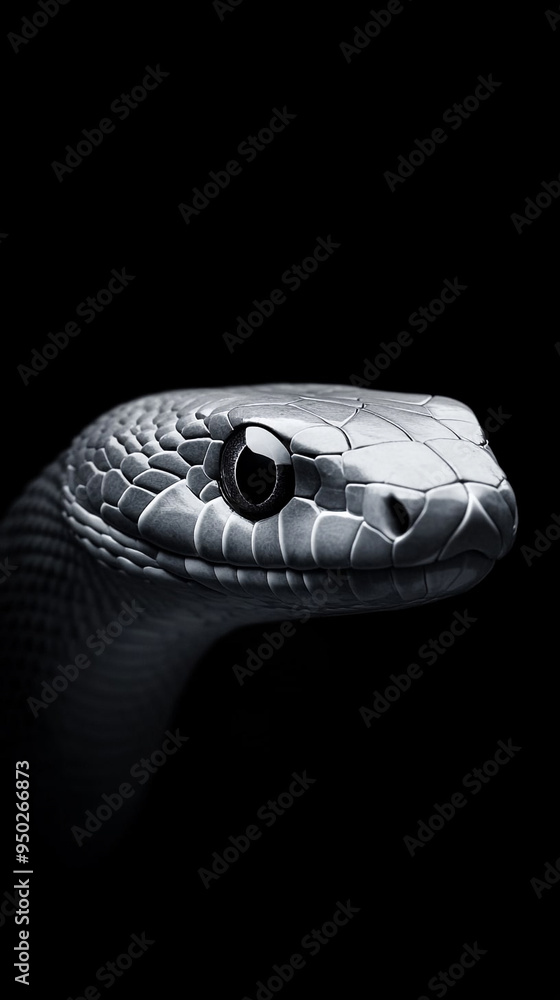 Snake with a stare is on a black background Snake with a stare is on a black background