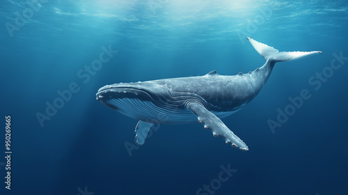 Majestic humpback whale swimming gracefully in the ocean