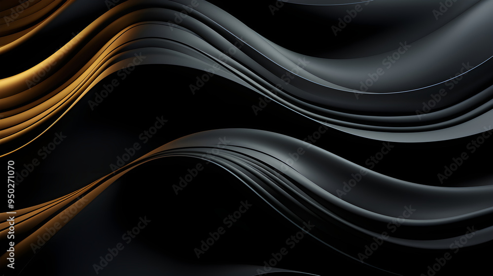 black luxury abstract background with lines and waves golden elegant texture backdrop generative Ai.