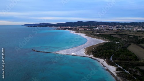  Aerial view of the white beach of Rosignano Solvay Tuscany Italy photo