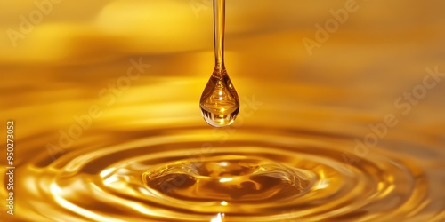 Obraz na płótnie A golden teardrop of liquid in a pool of golden liquid. w salonie