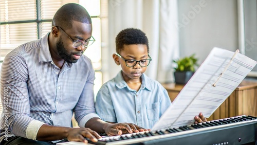 african american boy wearing eyeglasses sitting