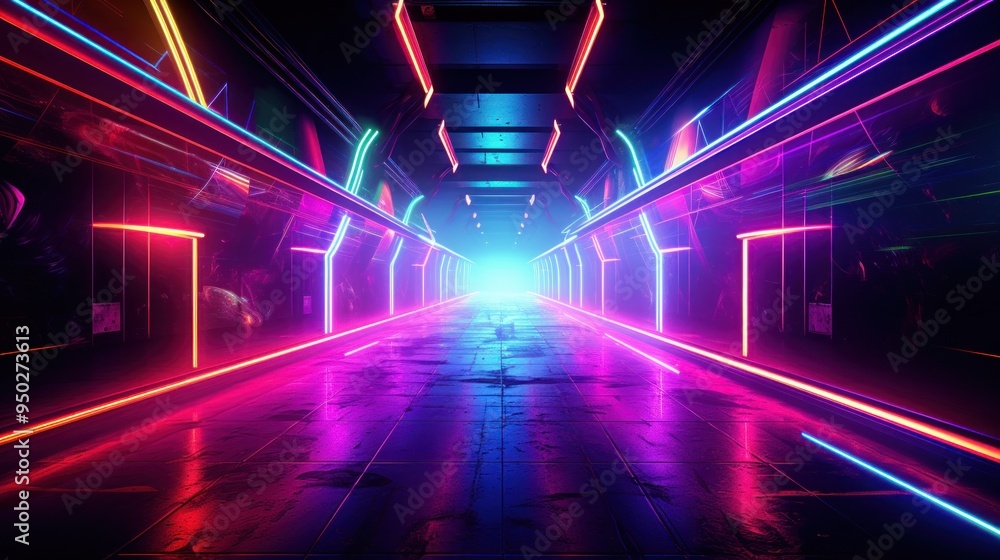 Neon Corridor with Light Effects Neon Corridor with Light Effects