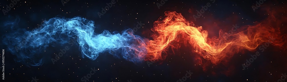 Abstract 3D Illustration of Blue and Orange Swirls in a Dark Background Abstract 3D Illustration of Blue and Orange Swirls in a Dark Background