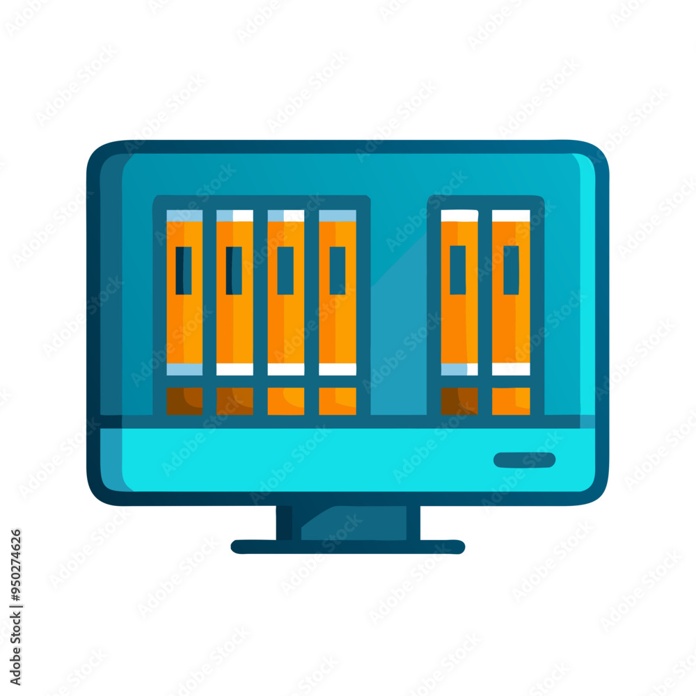 Virtual Library Icon Vector in Minimalist Style