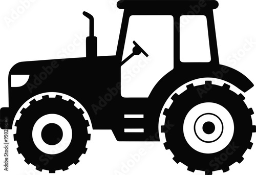 Tractor black silhouette vector icon