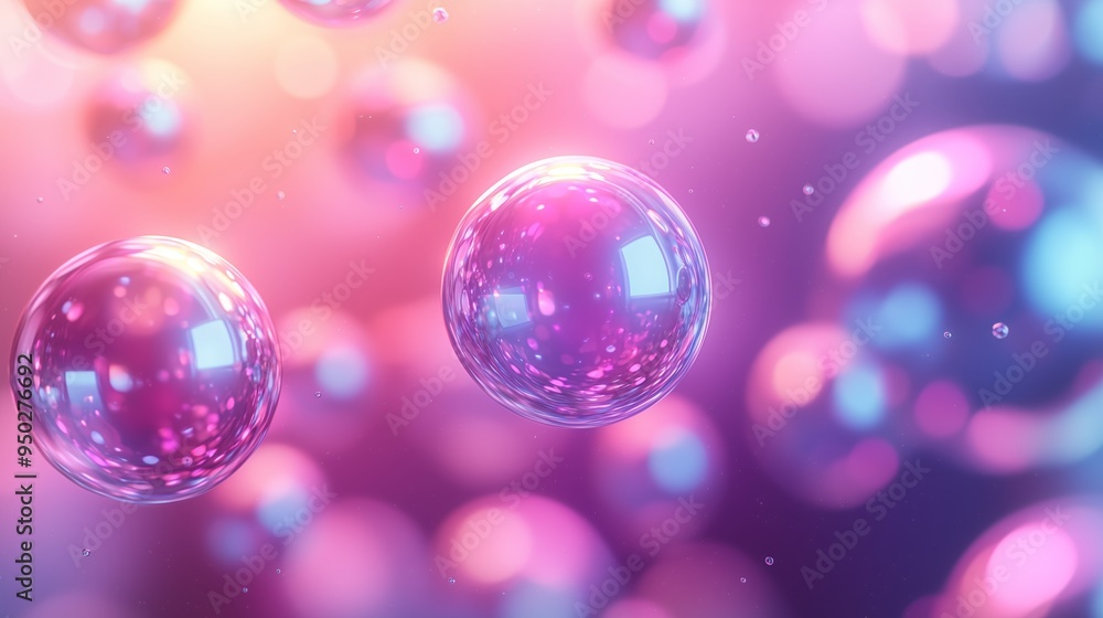 Abstract image of pink and purple bubbles floating in a soft-focus background, creating a dreamy and ethereal atmosphere filled with light. Abstract image of pink and purple bubbles floating in a soft-focus background, creating a dreamy and ethereal atmosphere filled with light.