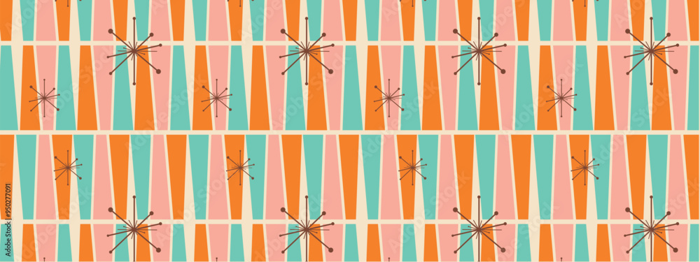 Fototapeta premium 50s Mid Century Modern Seamless Pattern