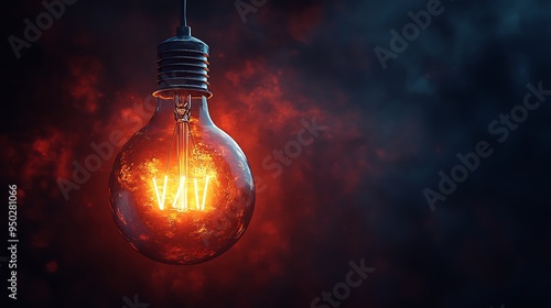 A light bulb with a fiery glow inside, symbolizing a bright idea or inspiration.