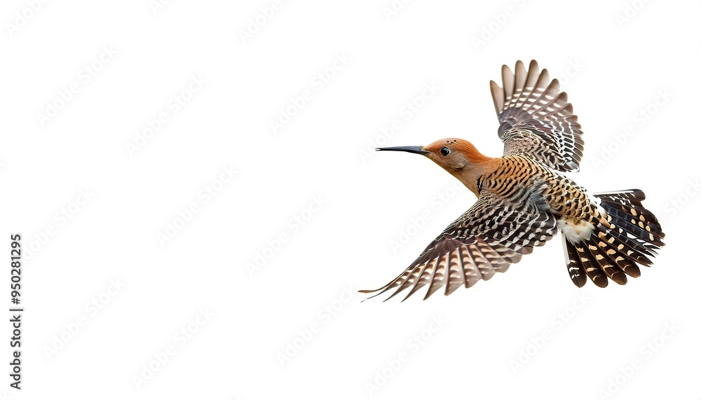 northern flicker or common flicker - Colaptes auratus - native to most of North America, parts of Central America, Cuba, and the Cayman Islands, and is one of the few woodpecker species that migrate northern flicker or common flicker - Colaptes auratus - native to most of North America, parts of Central America, Cuba, and the Cayman Islands, and is one of the few woodpecker species that migrate