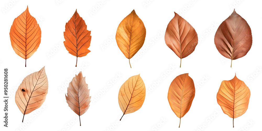 A collection of autumn dry leaves isolated on a transparent background, showcasing the natural beauty of the season.. A collection of autumn dry leaves isolated on a transparent background, showcasing the natural beauty of the season..
