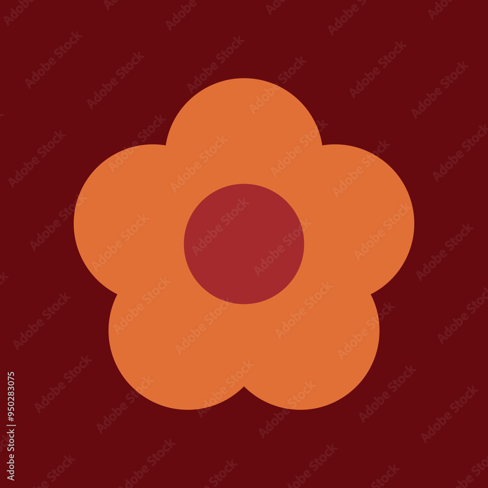 70s Retro Flower Clipart Elements Vector Design, in red, orange and yellow colors, flowers 70s Retro Flower Clipart Elements Vector Design, in red, orange and yellow colors, flowers