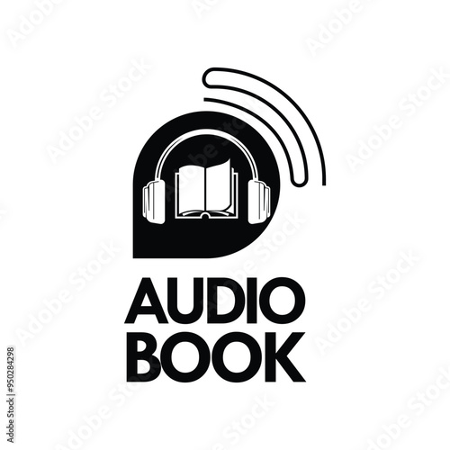 Audio book logo template design branding