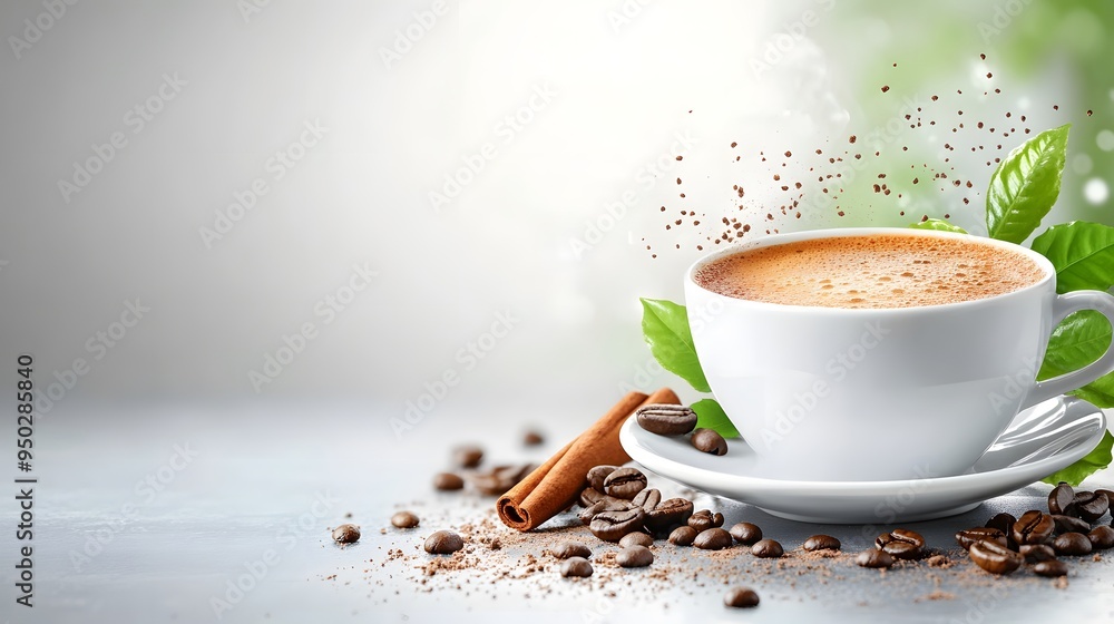Freshly brewed coffee with a sprinkle of cinnamon, brain-stimulating beverage, rich in antioxidants minimalist realistic Freshly brewed coffee with a sprinkle of cinnamon, brain-stimulating beverage, rich in antioxidants minimalist realistic