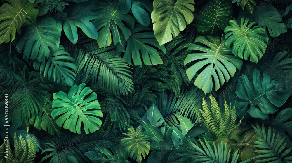 Lush Tropical Green Leaves Background Pattern Texture Lush Tropical Green Leaves Background Pattern Texture