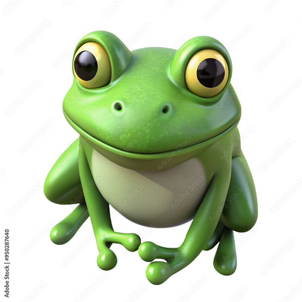 Fototapeta premium green frog 3d cartoon style illustration