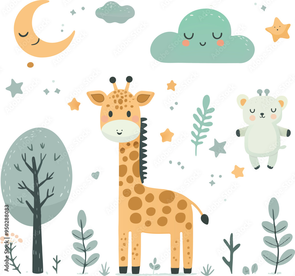 Naklejka premium giraffe in the jungle