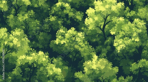 Lush Green Tree Canopy Foliage Nature Summer Forest Overhead View Abstract