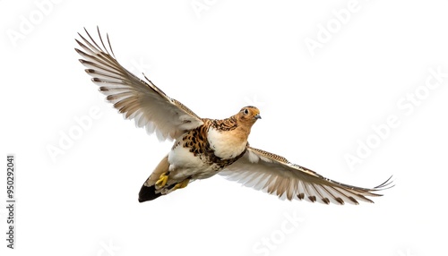 willow ptarmigan grouse - Lagopus lagopus - is a bird in the grouse subfamily Tetraoninae of the pheasant family Phasianidae. isolated on white background with copy space