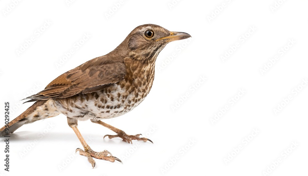 wood thrush - Hylocichla mustelina - is a North American passerine bird medium sized thrush, with brown upper parts with mottled brown and white underparts isolated on white background with copy space wood thrush - Hylocichla mustelina - is a North American passerine bird medium sized thrush, with brown upper parts with mottled brown and white underparts isolated on white background with copy space