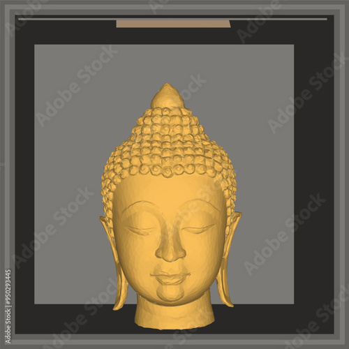 Vector sketch illustration of a smiling buddha head ornament design full of wisdom 