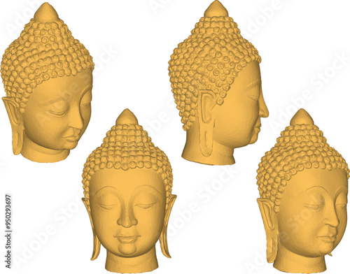 Vector sketch illustration of a smiling buddha head ornament design full of wisdom