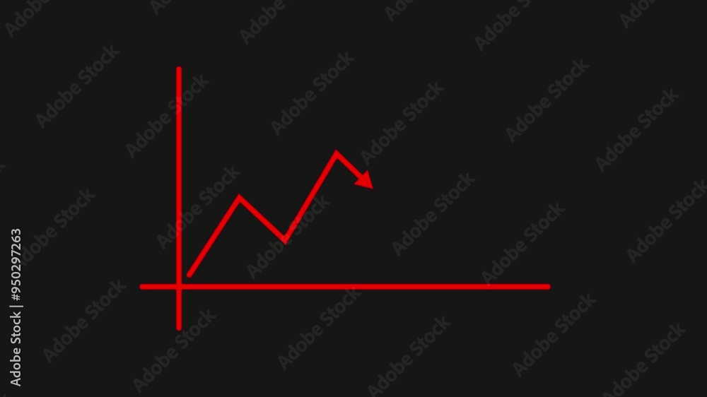 Graph Arrow up animation. Concept of Business Decline. Market Value Decrease and Big Failure.black background. Graph Arrow up animation. Concept of Business Decline. Market Value Decrease and Big Failure.black background.