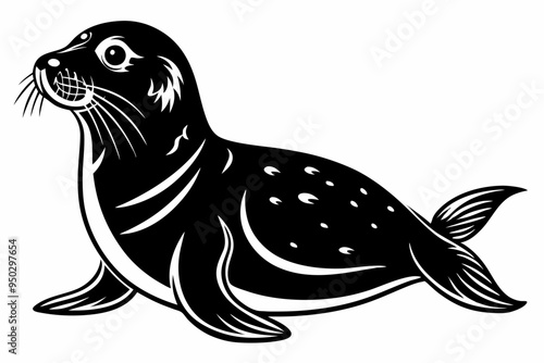 Sea seal silhouette vector illustration