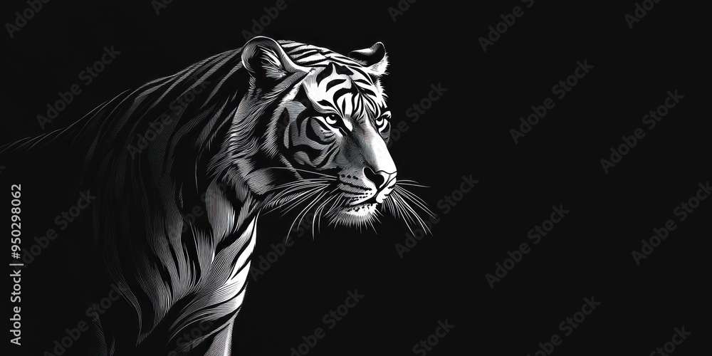 Obraz premium White Tiger Portrait in Black and White