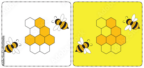 bee on honeycomb vector, illustration. honey bee icon. honey comb vector icon. bee logo. sweet honey.
