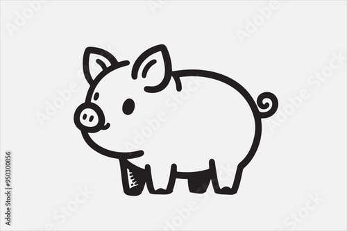 A pig line art with white background