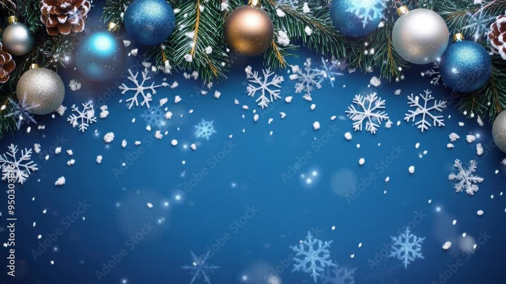 blue christmas background with snowflakes and christmas balls. Copy space backgrounds blue christmas background with snowflakes and christmas balls. Copy space backgrounds