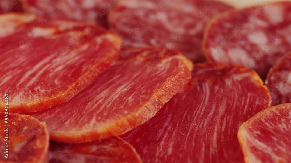 Mix of spanish pork sausages, Cutting board of appetizing catalonian snack - fuet, jamon, chorizo, olives, supermarket tapas food in spain, traditional cuisine. Mix of spanish pork sausages, Cutting board of appetizing catalonian snack - fuet, jamon, chorizo, olives, supermarket tapas food in spain, traditional cuisine.
