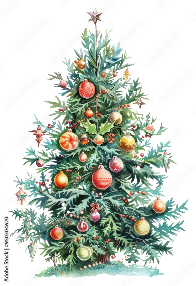 PNG Festive Christmas tree illustration PNG Festive Christmas tree illustration
