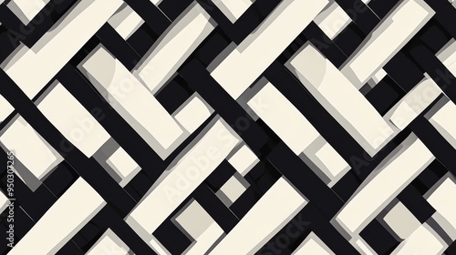 Abstract Geometric Pattern with Black and White Stripes