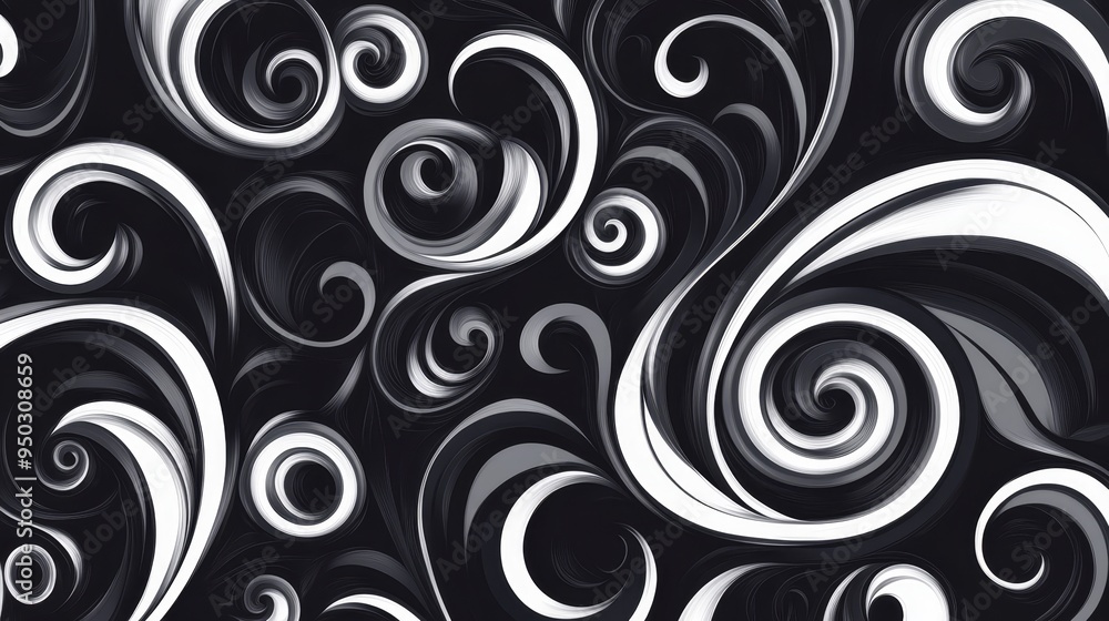 Abstract Swirls Black and White Pattern Design Abstract Swirls Black and White Pattern Design