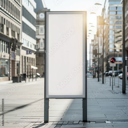 Wallpaper Mural A blank digital billboard mockup stands in a bustling urban environment, surrounded by skyscrapers and cityscape, ready for advertising. Torontodigital.ca