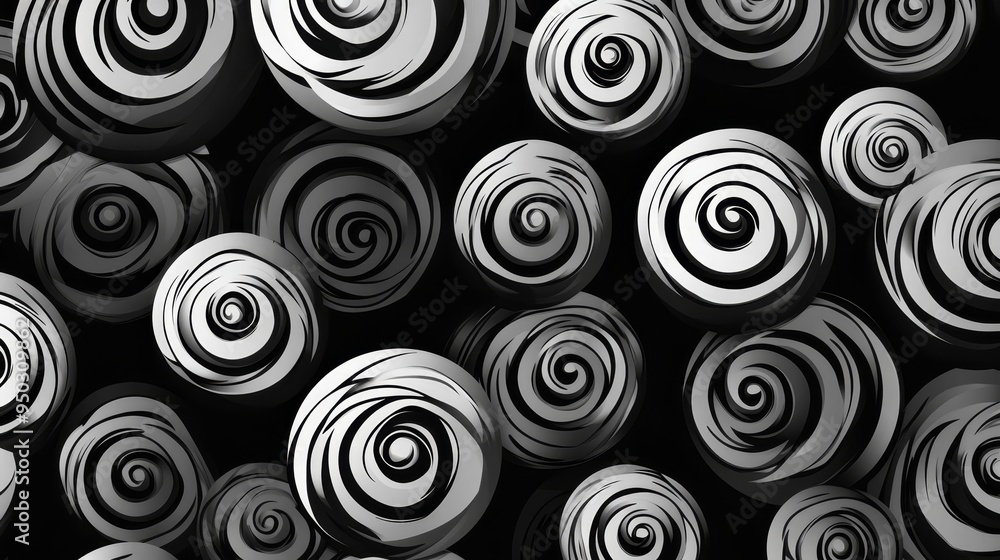 Abstract Black and White Spiral Pattern Background Abstract Black and White Spiral Pattern Background