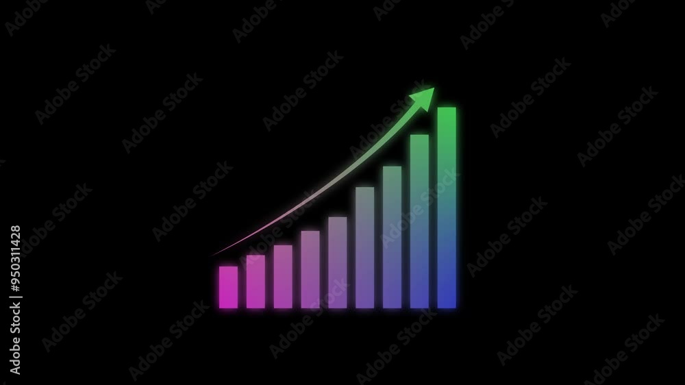Abstract 4color glowing business graph chart animation black background. Abstract 4color glowing business graph chart animation black background.