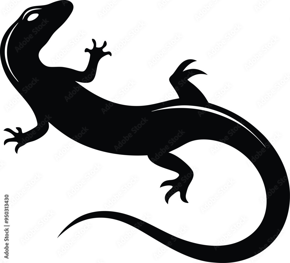 Naklejka premium A silhouette lizard