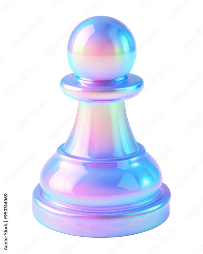 Vibrant 3D iridescent chess pawn design featuring a smooth, glowing surface with pastel hues of pink, blue, and purple. The design is surreal and detailed. Isolated on transparent background, png. Vibrant 3D iridescent chess pawn design featuring a smooth, glowing surface with pastel hues of pink, blue, and purple. The design is surreal and detailed. Isolated on transparent background, png.