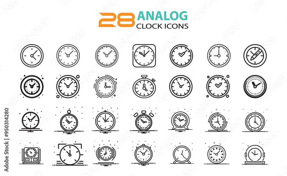 Analog clock icons set Analog clock icons set