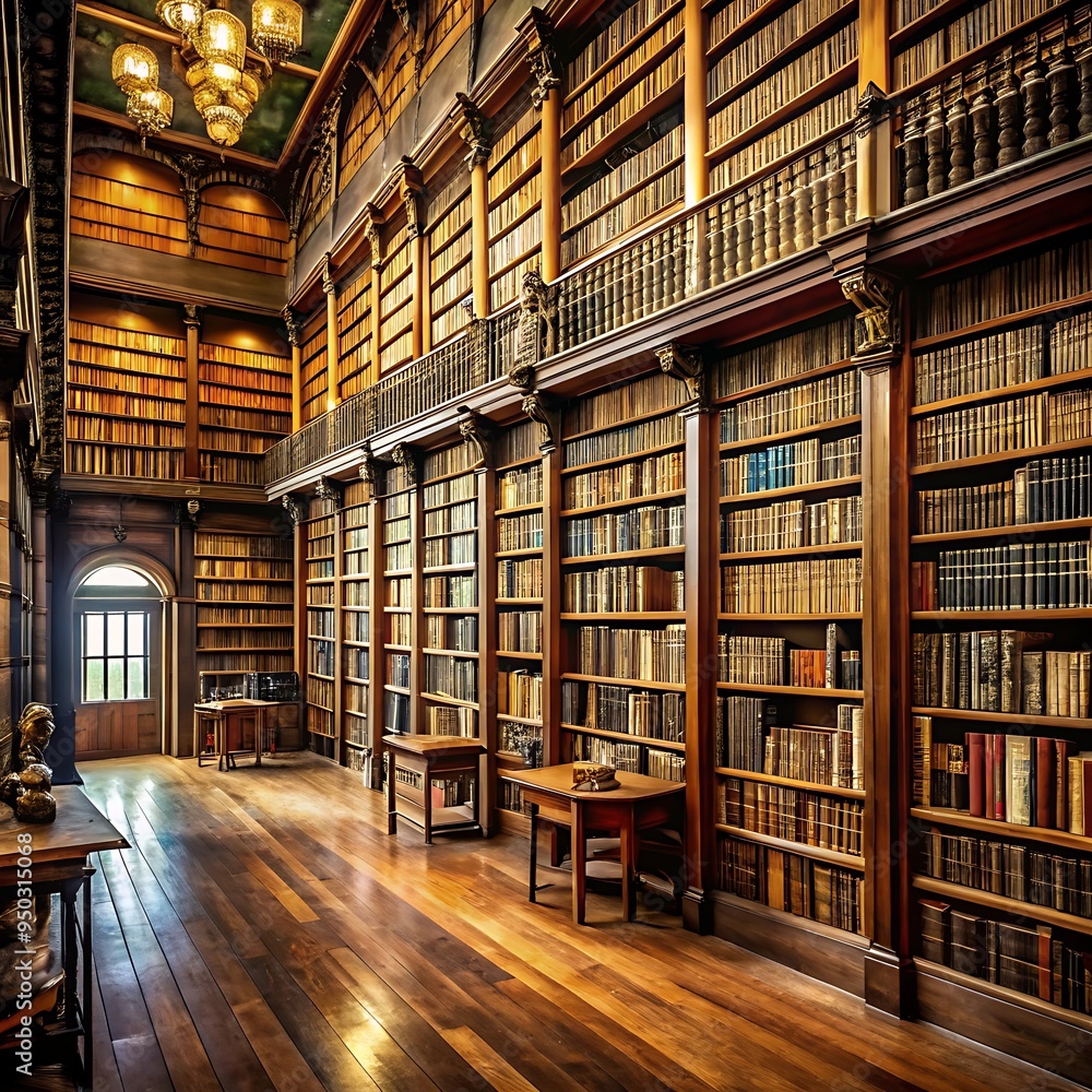 Ancient Books Adorn the Library Carefully Arranged with Classics and Rare Gems Ancient Books Adorn the Library Carefully Arranged with Classics and Rare Gems