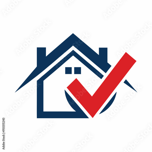 Combined design of check mark and real estate logo