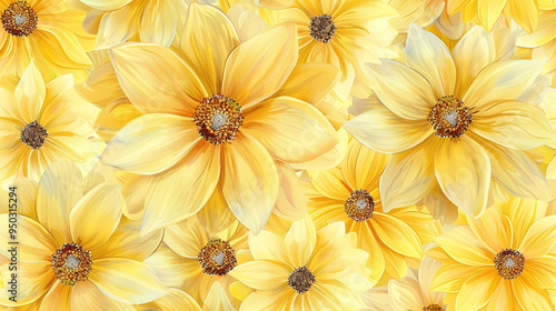 yellow flowers watercolor seamless patterns 