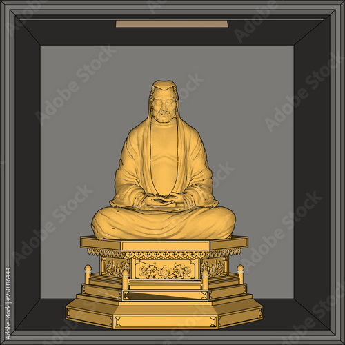 Vector sketch illustration of ethnic traditional meditating holy hermit statue decoration design 