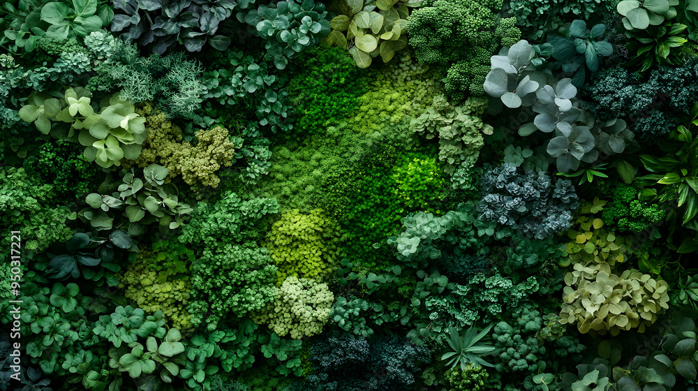 Green Wall: Lush Foliage and Vibrant Colors, A Natural Paradise Green Wall: Lush Foliage and Vibrant Colors, A Natural Paradise