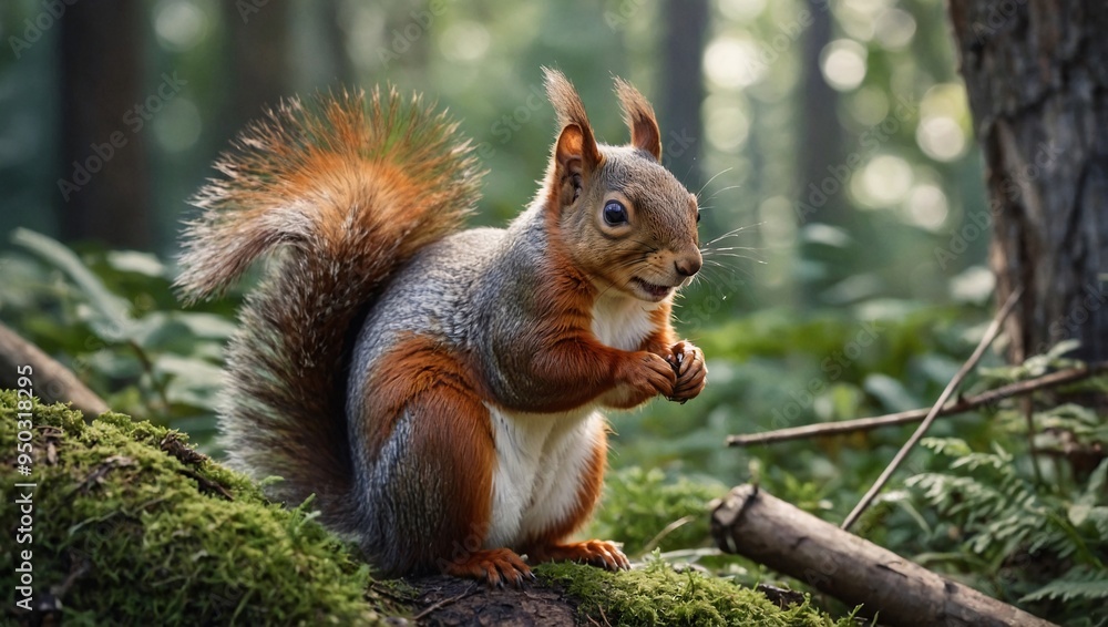 Cute watercolor illustration of a squirrel in a woodland setting. Cute watercolor illustration of a squirrel in a woodland setting.